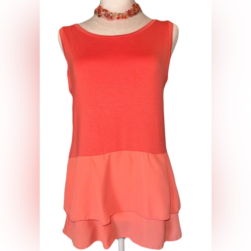 Gibson Latimer Coral Peplum Tank Top NWT Size M - Picture 2 of 11